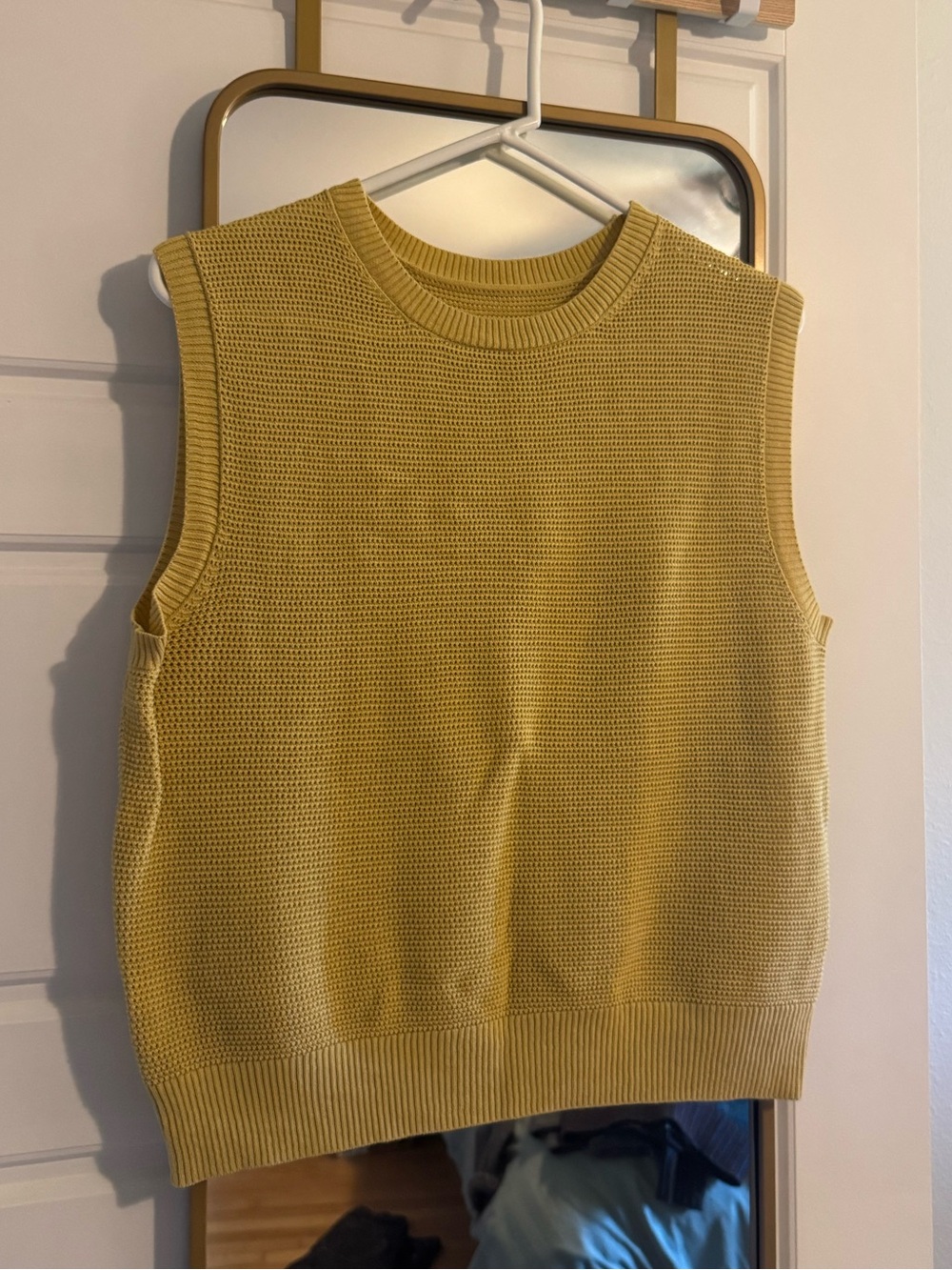 Muji Mustard Yellow Open Knit Sweater Vest